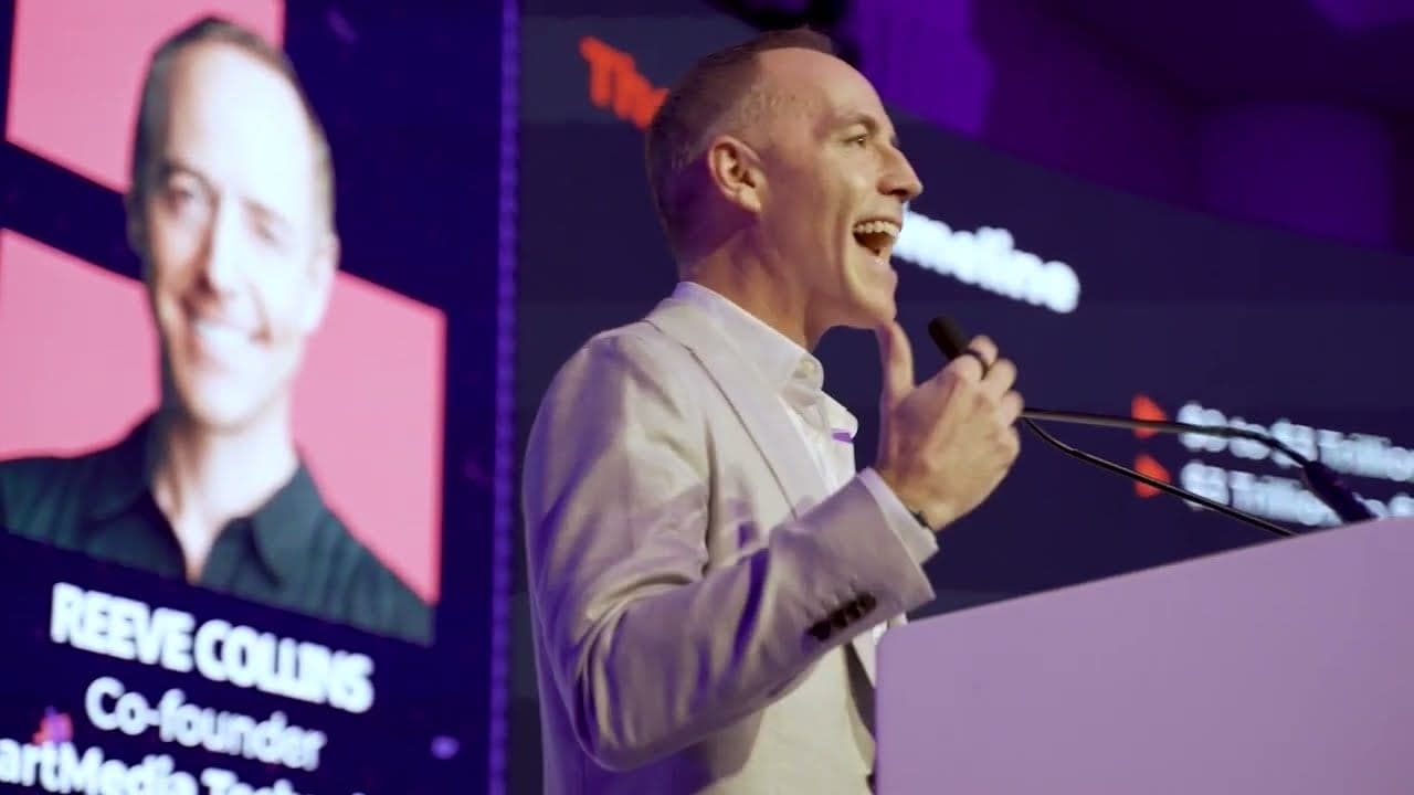 Reeve Collins giving a keynote at the World Blockchain Summit, Dubai